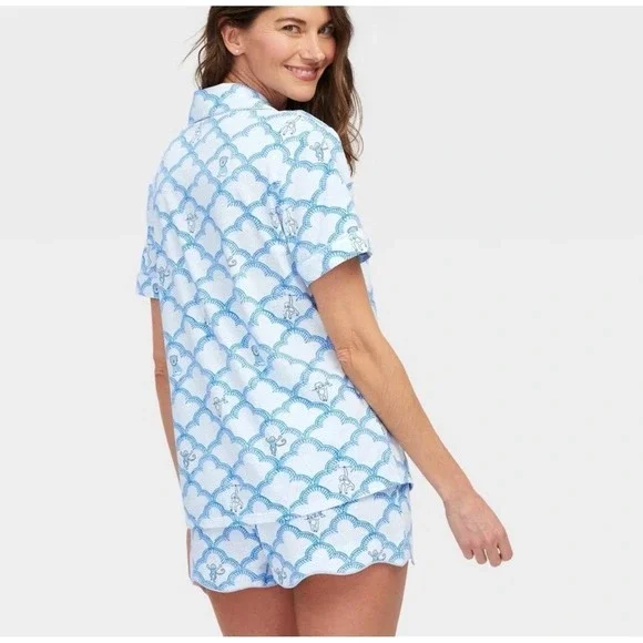 Roller Rabbit x Target Geo Trellis Pajama Set Shorts Women L Monkey Sloth NWT - Picture 2 of 3